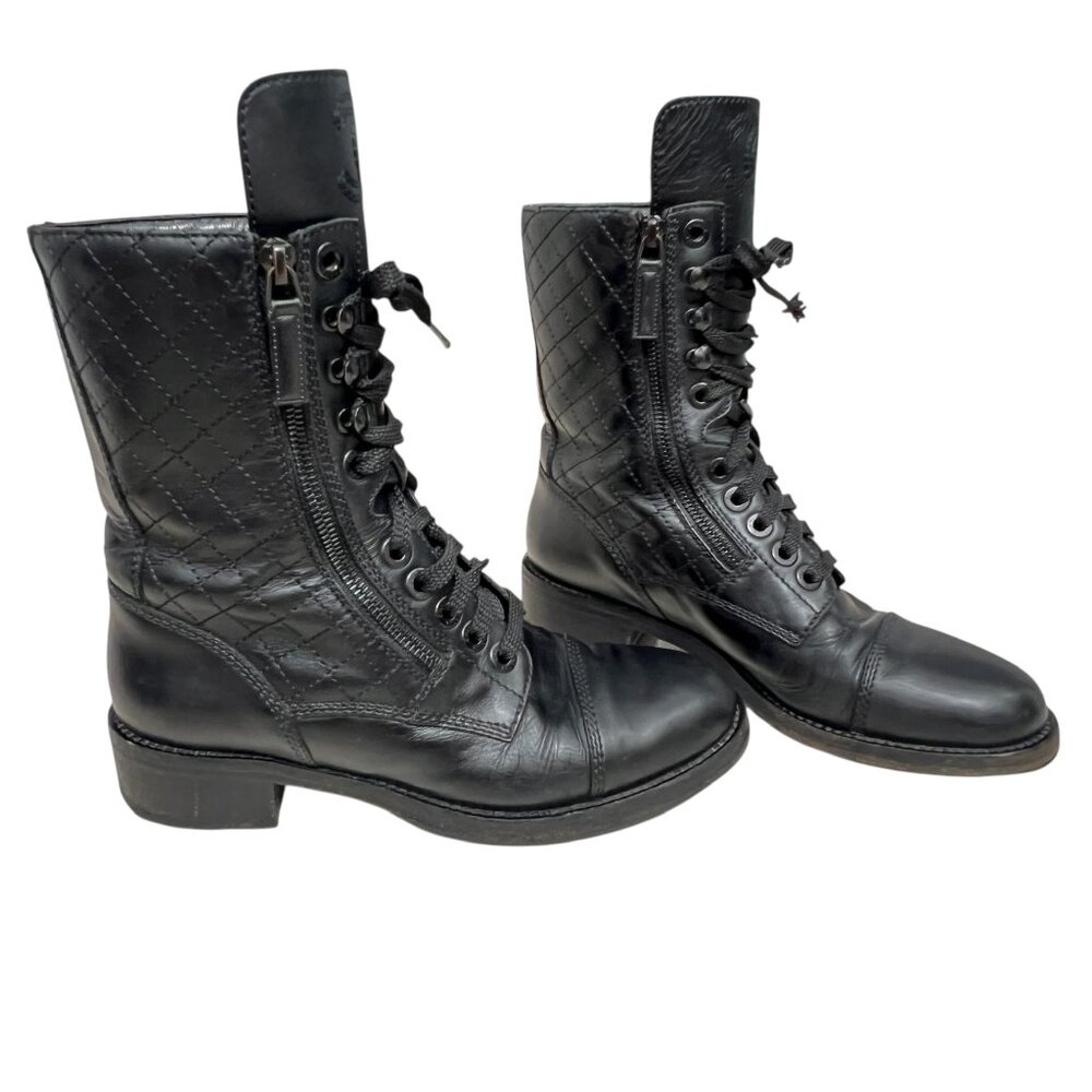 CHANEL Black Combat & Moto Boots